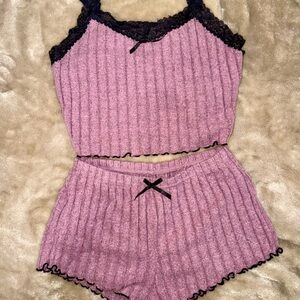 Cozy Ribbed Cami & Shorts Sleep Set - Pink